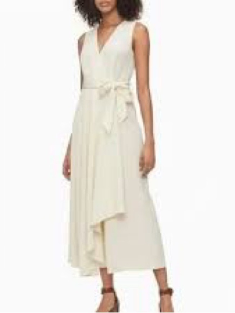 Calvin Klein Gauze Mock-Wrap Jumpsuit Ivory White NWT Size 10